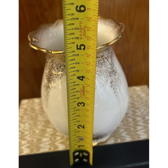 Vintage Vase Homer Laughlin White Pedestal Porcelain Gold Trim Victorian Scroll - Picture 7 of 9